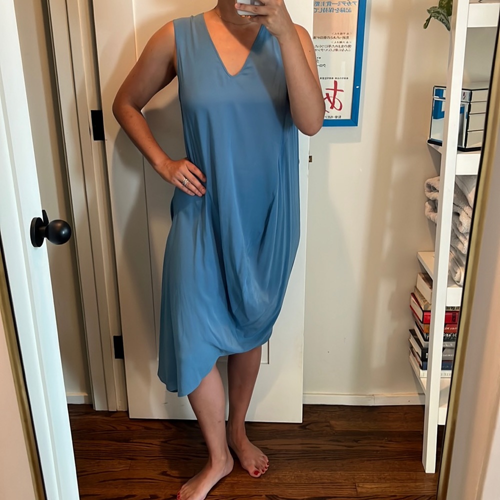 Zero + Maria Cornejo Silk Blend Midi Shift Dress